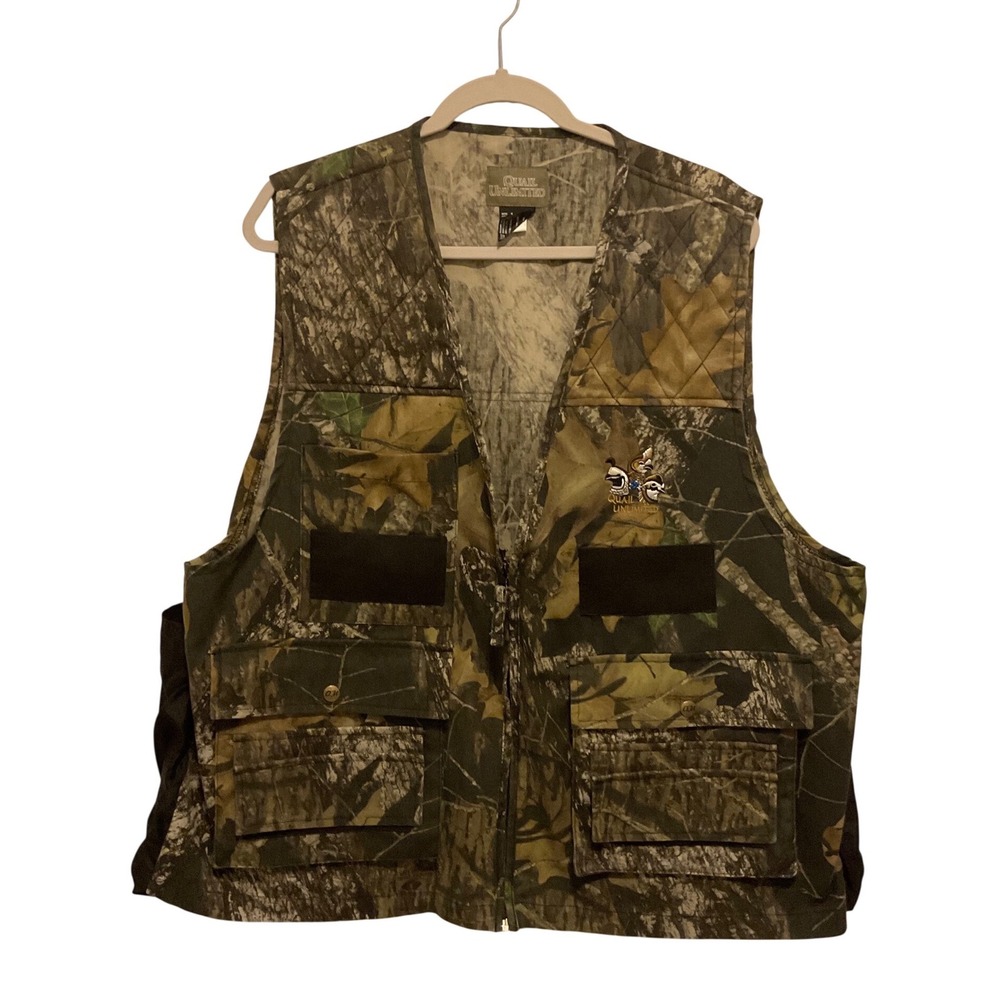 Quail Unlimited Mens Mossy Oak Break Up Camo Hunting Vest XL Game Bag 751202